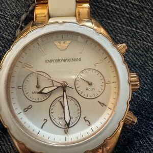 Emporio Armani rose, gold, and white  watch